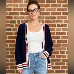 Preppy/ Academic/Varsity Cardigan Red white Gap/Small /100% Cotton/Boyfriend fit